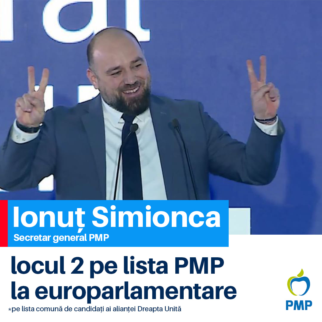 Ionut Simionca locul doi pe lista #PMP pentru alegerile europarlamentare!